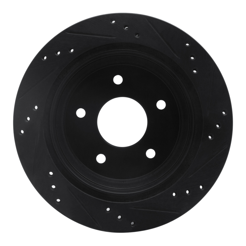Chevrolet S10 Brake Rotor (1) - Rear Left - R1 Concepts - Drilled & Slotted - Black - `98-`05